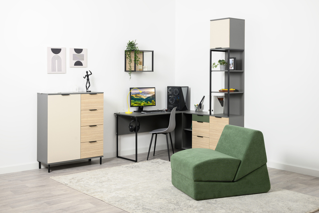 Детские тумбы, Тумба Марвэл 16.160, темно-серый, плэйн, дымчатый зеленый