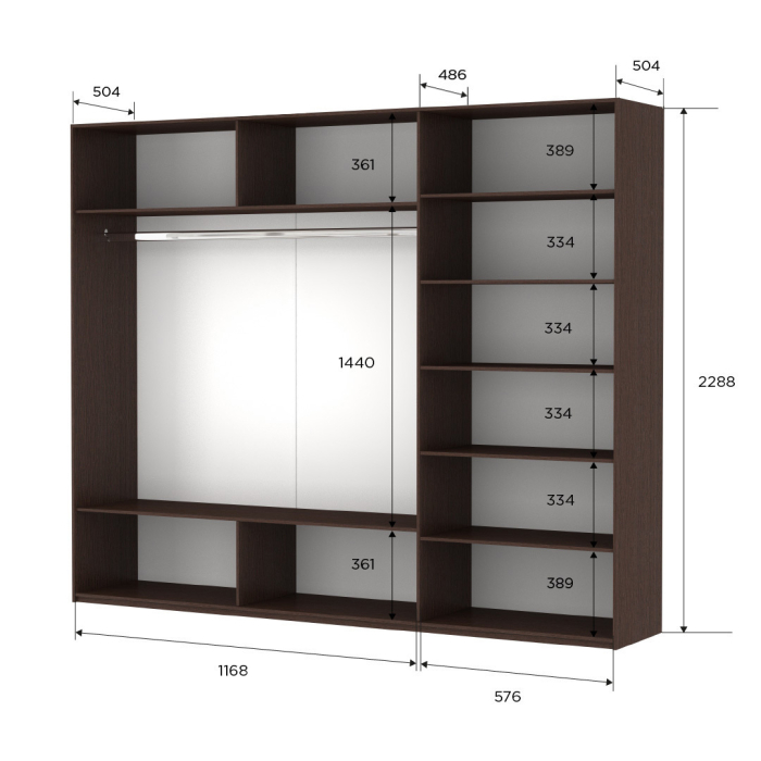 Шкафы-купе 3-х дверные, Шкаф-купе Прайм 3-х дверный Стекла пудра/ДСП/Доводчики 180х57х230