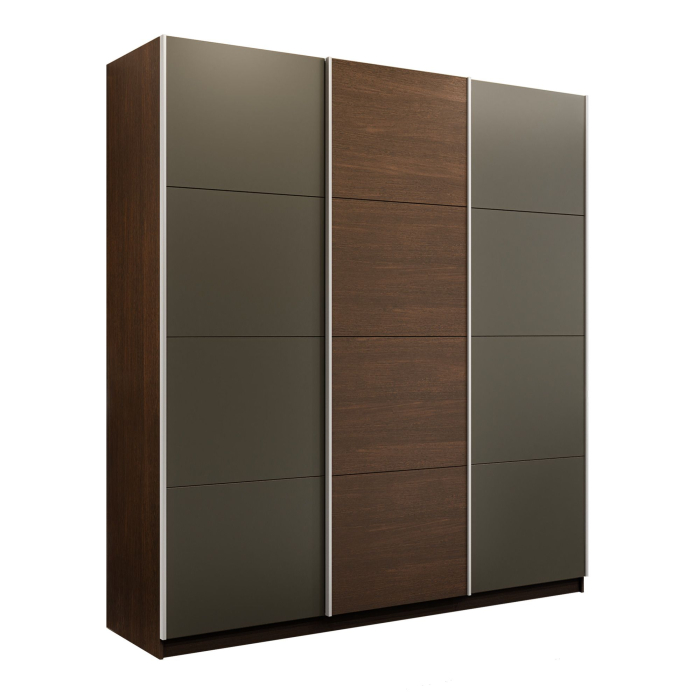 Шкафы-купе 3-х дверные, Шкаф-купе Эста 3-х дверный ДСП/Стекла хаки/Доводчик 240х66х240