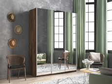 Шкафы-купе 3-х дверные, Шкаф-купе Широкий Прайм 3-х дверный Зеркала/Доводчики 240х57х230