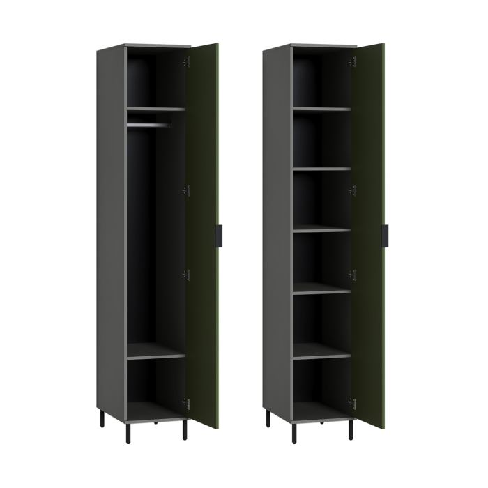 Шкафы одностворчатые, Шкаф-пенал Марвэл 16.316.01, темно-серый, дымчатый зеленый