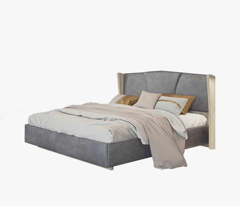 Кровати с мягким изголовьем, Кровать Шер КРП-23-М-16 с подъемным механизмом, дуб серый/alpina 14