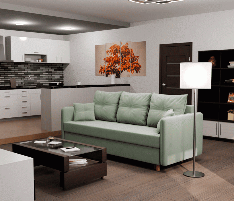 Диваны еврокнижки, Прямой диван Лотос,НПБ,еврокнижка,велюр