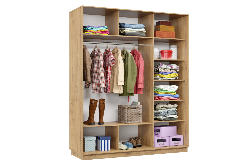 Шкафы-купе 3-х дверные, Шкаф-купе Премьер 24 (11ЗГ;11ЗГ;11ЗГ) фасады зеркало графит/трёхдверный/Профиль чёрный муар