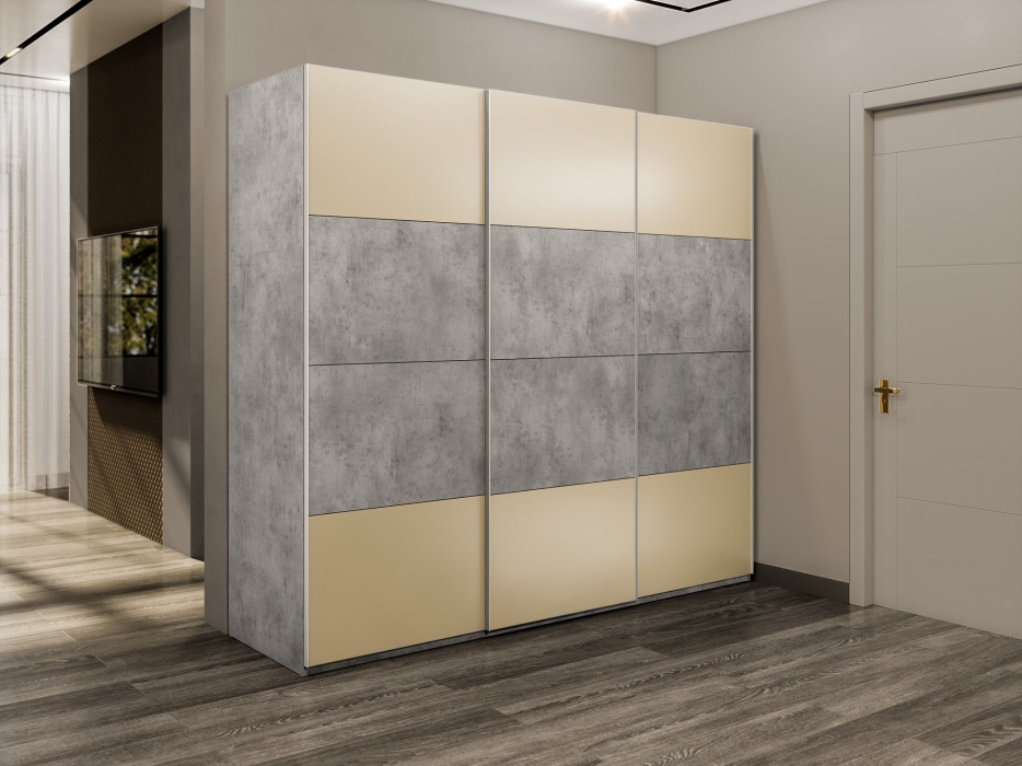 Шкафы-купе 3-х дверные, Шкаф-купе Эста 3-х дверный ДСП/Стекла фисташка/Доводчик 270х66х240