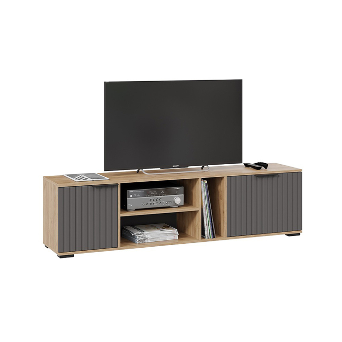ТВ-тумбы, Тумба под ТВ Хилтон, дуб крафт золотой, графит матовый