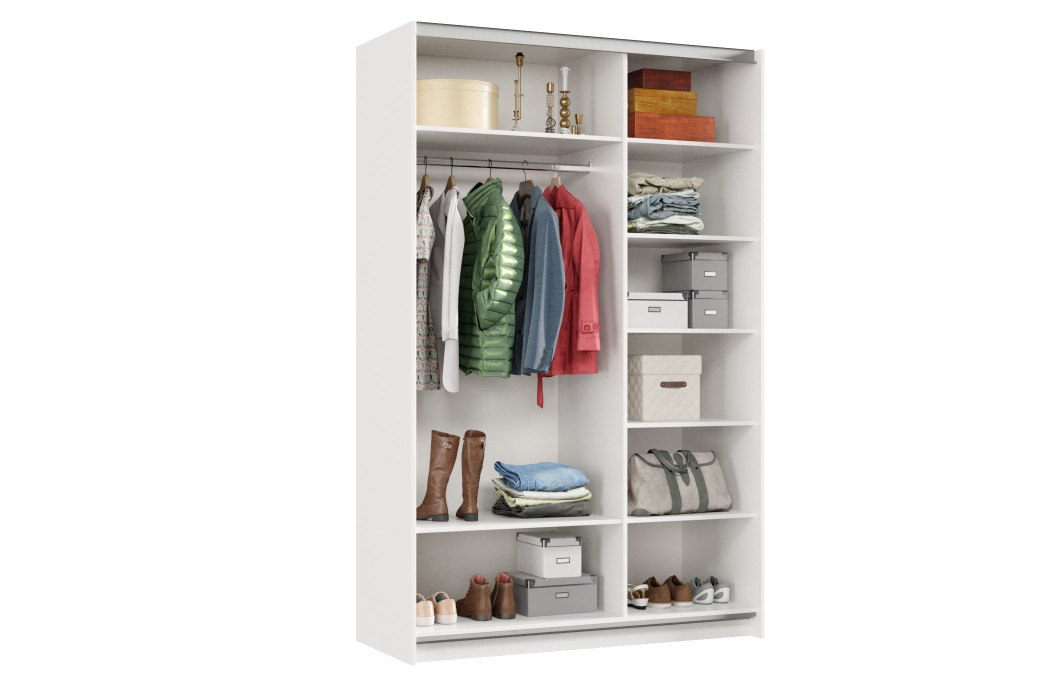 Шкафы-купе 2-х дверные, Шкаф-купе Smart 1422 2х дверный (фасады ЛДСП,зеркало) профиль серебро