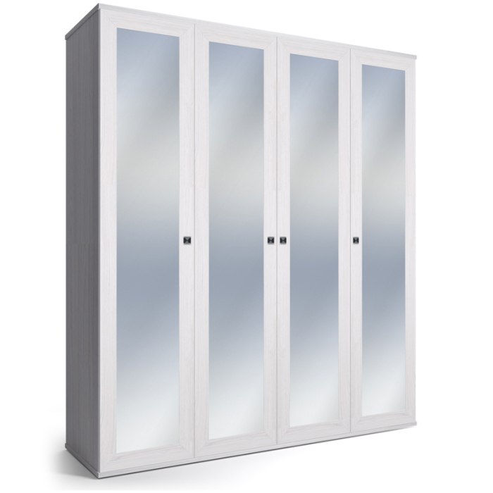 Для одежды, Шкаф 4-х дверный Парма Нео, с зеркалами, ясень анкор светлый