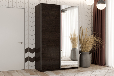 Шкаф-купе Smart 1622 2х дверный (фасады ЛДСП,зеркало) профиль серебро