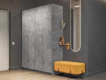 Шкаф складной Е1 Локер ("Гармошка" с системой Push to Move/Левый)162х52.5х220 см,с двумя комплектами полок и двумя модулями