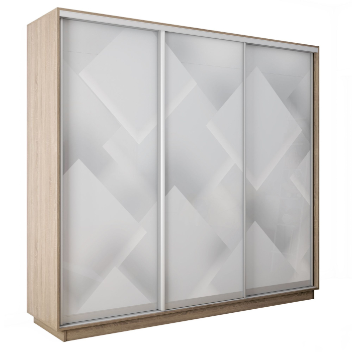 Шкафы-купе 3-х дверные, Шкаф-купе Экспресс 3-х дверный Фотопечать Квадрат Стекла 210х60х240