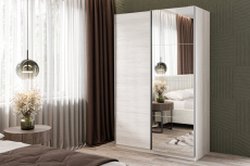 Шкафы-купе 2-х дверные, Шкаф-купе Smart 1422 2х дверный (фасады ЛДСП,зеркало) профиль серебро