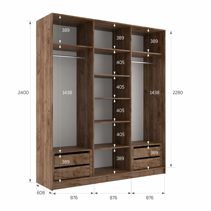 Шкафы-купе 3-х дверные, Шкаф-купе Эста 3-х дверный ДСП/Стекла фисташка/Доводчик 270х66х240