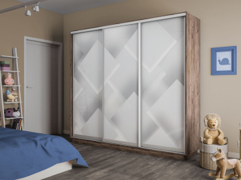 Шкаф-купе Экспресс 3-х дверный Фотопечать Квадрат Стекла 180х60х240