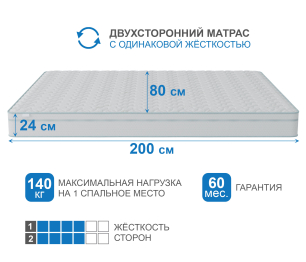 Столлайн / Матрас Премиум-Ориент в чехле Cooler 800х2000