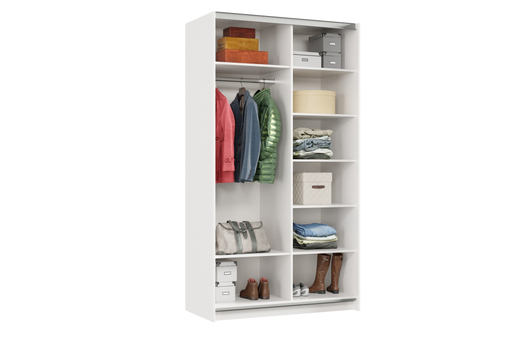 Шкафы-купе 2-х дверные, Шкаф-купе Smart 1222 2х дверный (фасады ЛДСП,зеркало) профиль серебро