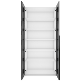Шкаф распашной Е1 Локер 101x52.5x220 см, с черным стеклом и полками