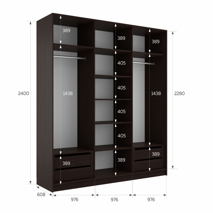 Шкафы-купе 3-х дверные, Шкаф-купе Эста 3-х дверный Стекла хаки/Доводчик 300х66х240