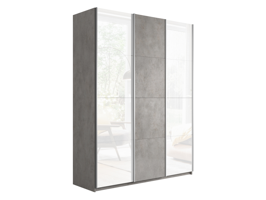 Шкафы-купе 3-х дверные, Шкаф-купе Прайм 3-х дверный Стекла белые/ДСП/Доводчики 210х57х230