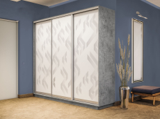 Шкафы-купе 3-х дверные, Шкаф-купе Экспресс 3-х дверный Фотопечать Ленты Стекла 210х45х220