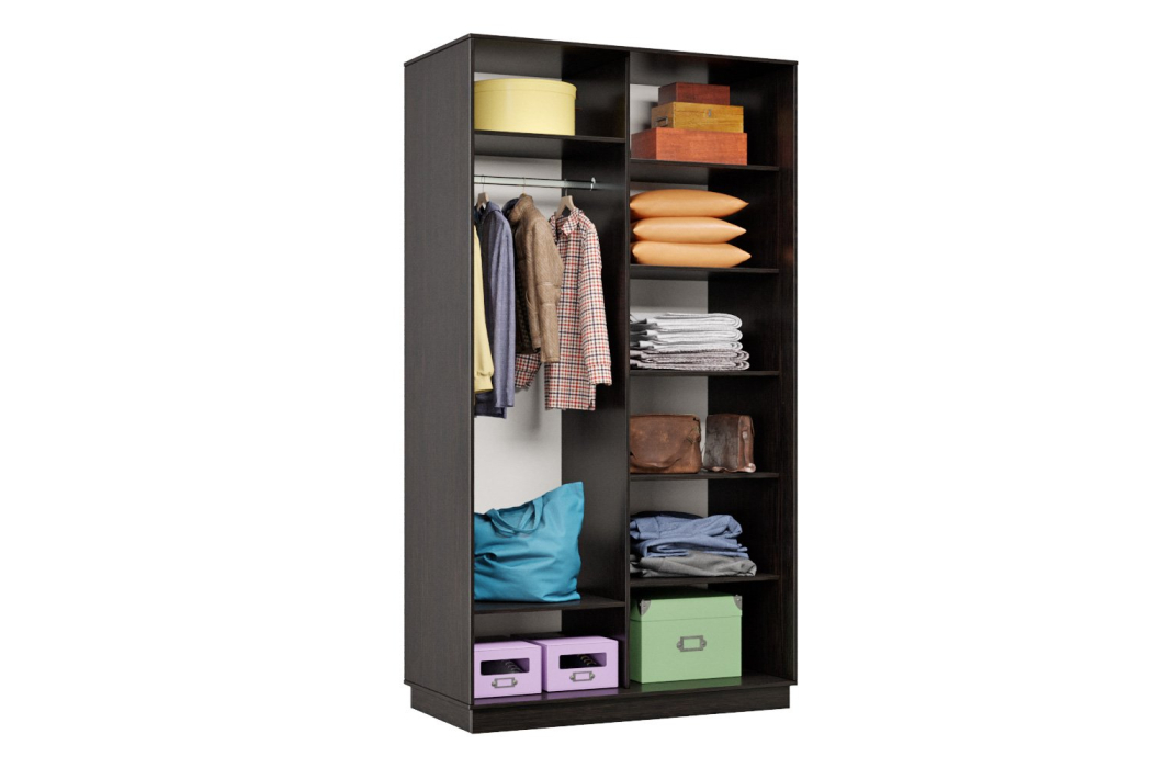 Шкафы-купе 2-х дверные, Шкаф-купе Премьер 02 (01ЗБ;01ЗБ) фасады зеркало бронза/двухдверный/Профиль чёрный муар