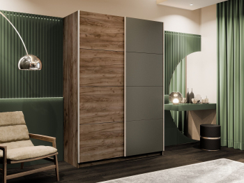 Шкаф-купе Прайм 2-х дверный ДСП/Стекло хаки/Доводчики 120х57х230