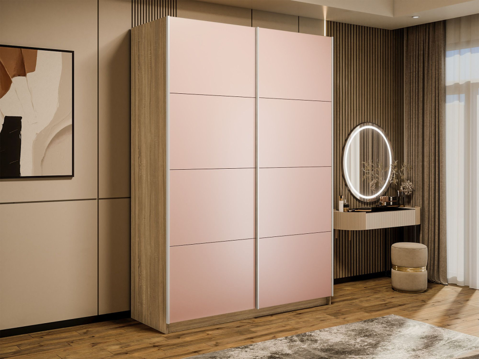 Шкафы-купе 2-х дверные, Шкаф-купе Прайм 2-х дверный Стекла пудра/Доводчики 120х57х230