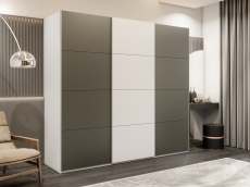 Шкафы-купе 3-х дверные, Шкаф-купе Эста 3-х дверный ДСП/Стекла хаки/Доводчик 270х66х240