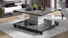 Журнальные столики на колесах, Стол журнальный Diamond тип 1, белый, ателье темный глянец