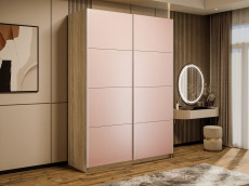 Шкафы-купе 2-х дверные, Шкаф-купе Прайм 2-х дверный Стекла пудра/Доводчики 140х57х230