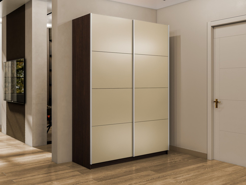 Шкафы-купе 2-х дверные, Шкаф-купе Прайм 2-х дверный Стекла фисташка/Доводчики 140х57х230