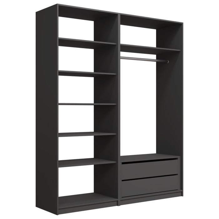 Гардеробные, Прямая гардеробная система с полками и модулем MOD_COMPL