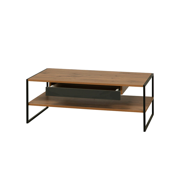 Журнальные столики, Стол журнальный Доната 46.06, дуб вотан, белый, диамант серый, черный