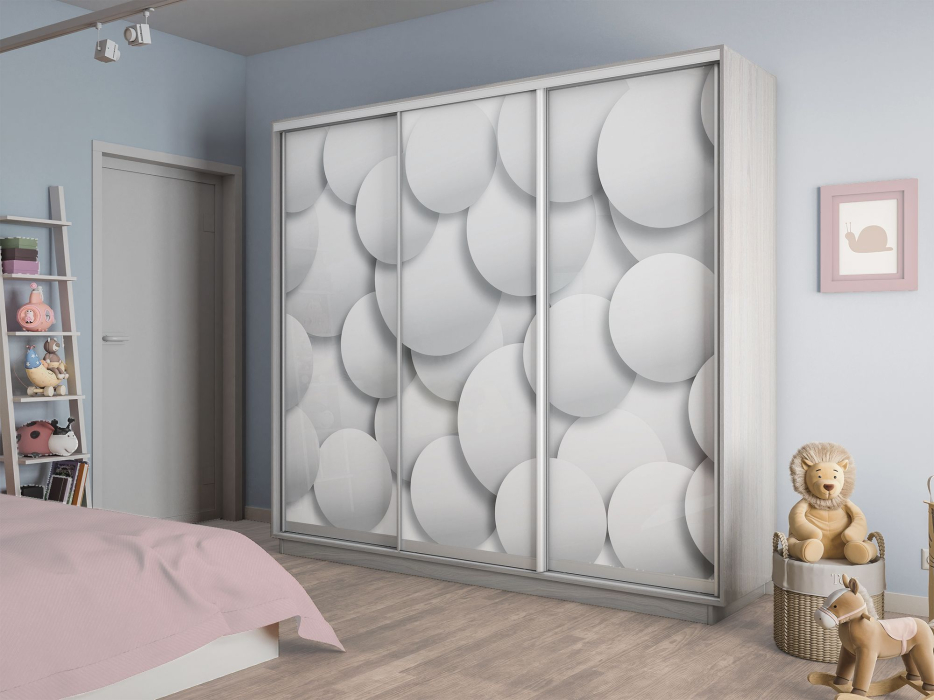 Шкафы-купе 3-х дверные, Шкаф-купе Экспресс 3-х дверный Фотопечать Шары Стекла 210х45х240