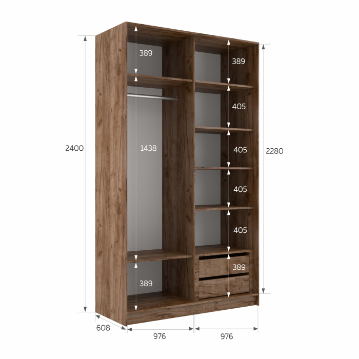 Шкафы-купе 2-х дверные, Шкаф-купе Эста 2-х дверный Стекла хаки/Доводчик 200х66х240