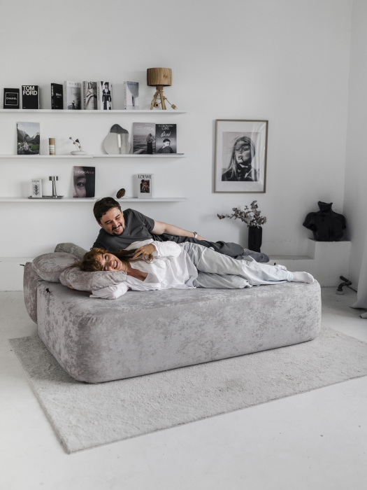 Дизайнерские диваны для гостиной, Бескаркасный диван Бабл, плюше 