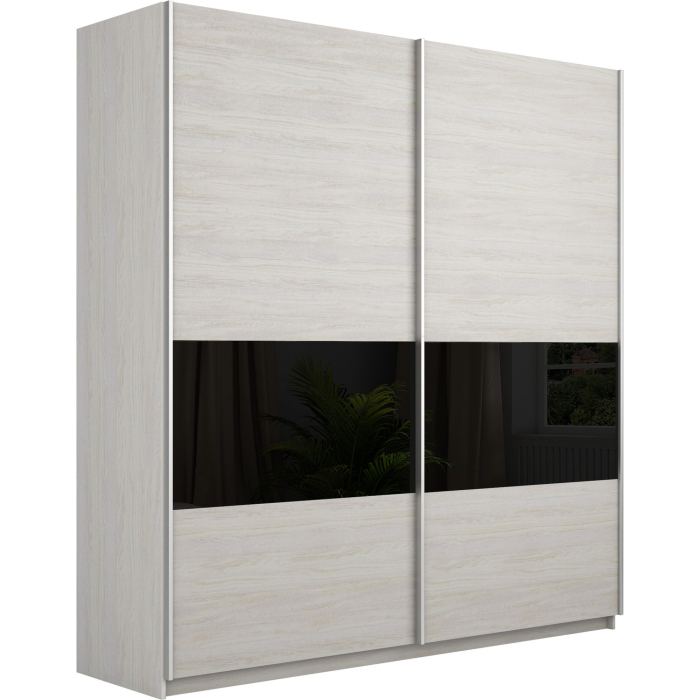 Шкафы-купе 2-х дверные, Шкаф-купе Прайм 2-х дверный ДСП/Стекло черное вставка 160х57х230