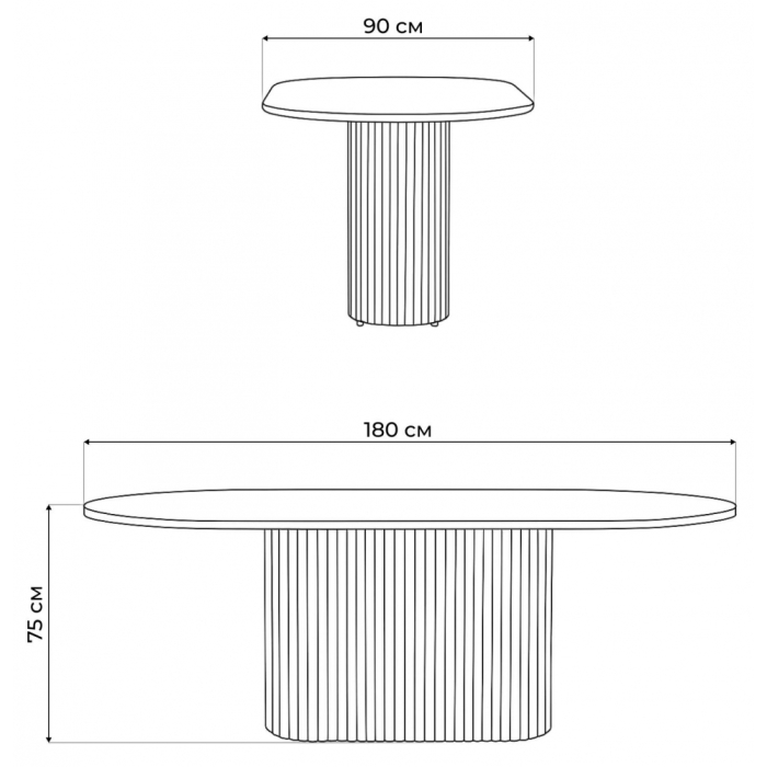 Обеденные столы, Стол Барон О 180 х 90 (золотые ноги)
