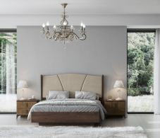 Кровати с мягким изголовьем, Кровать ШЕР КР-23-16-16, дуб апрель темный, alpina 14