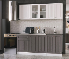 Кухонные гарнитуры, Кухонный гарнитур МДФ Хозяюшка, 1,8 м, акация белая, трюфель