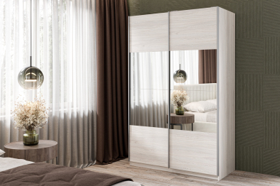 Шкаф-купе Smart 1222 2х дверный (фасады ЛДСП/зеркало) профиль серебро