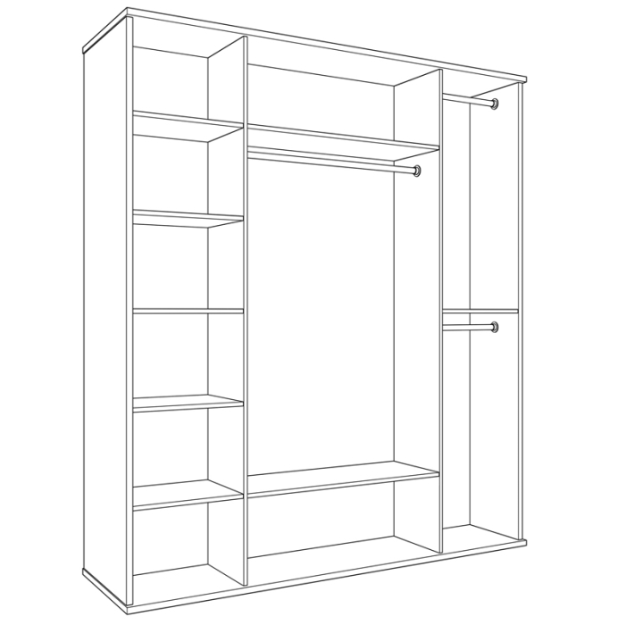 Для одежды, Шкаф 4-х дверный Парма Нео, с зеркалами, ясень анкор светлый