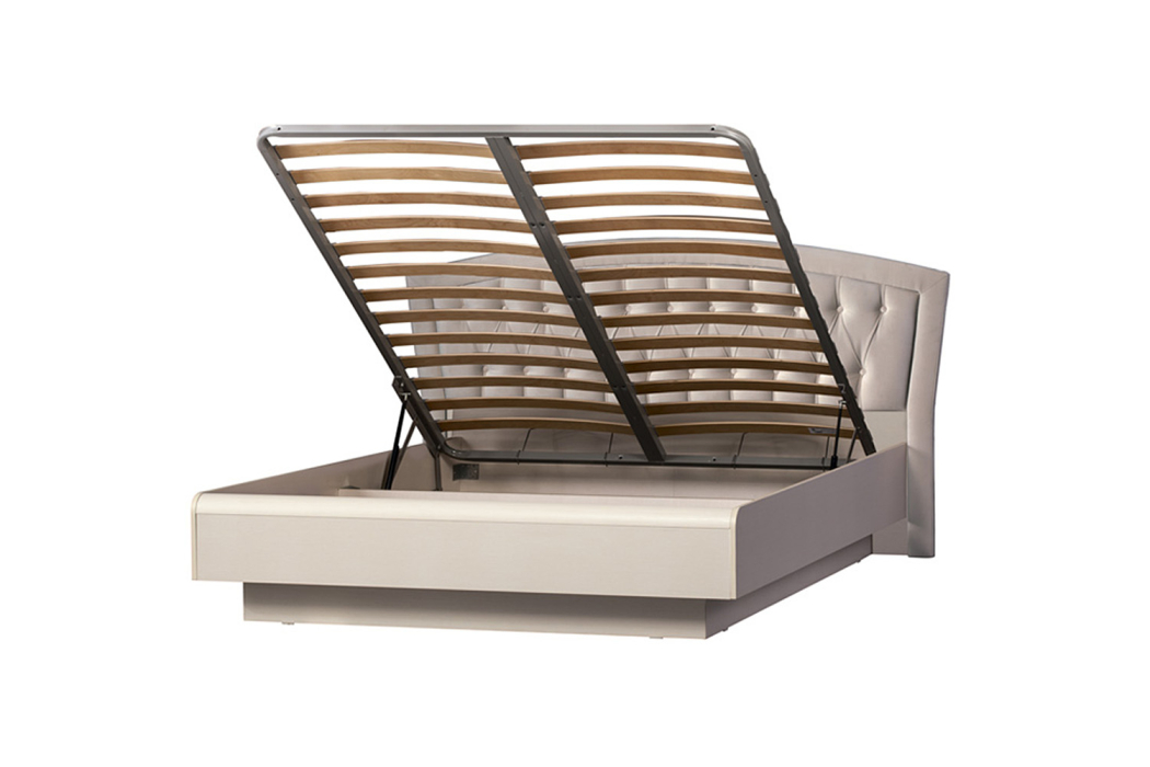 Кровати с мягким изголовьем, Кровать двойная 1600 Афины 368, с подъемным основанием, кремовый белый