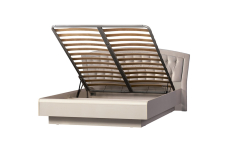 Кровати с мягким изголовьем, Кровать двойная 1600 Афины 368, с подъемным основанием, кремовый белый