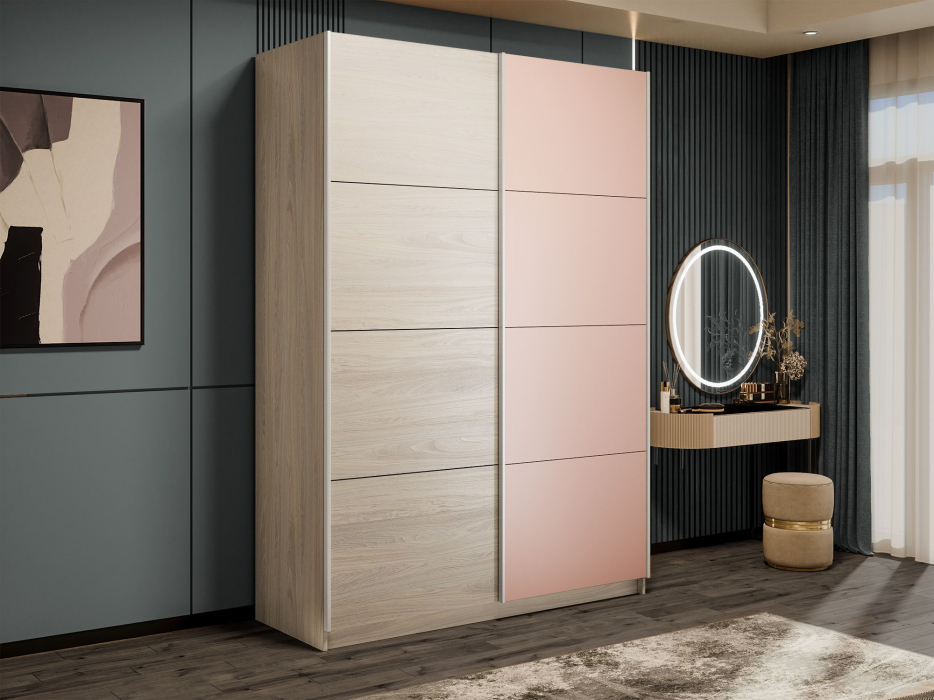 Шкафы-купе 2-х дверные, Шкаф-купе Прайм 2-х дверный ДСП/Стекло пудра/Доводчики 140х57х230