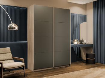 Шкаф-купе Прайм 2-х дверный Стекла хаки/Доводчики 160х57х230