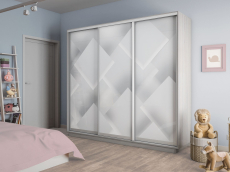 Шкафы-купе 3-х дверные, Шкаф-купе Экспресс 3-х дверный Фотопечать Квадрат Стекла 180х45х220