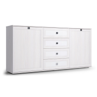 Комоды, Комодино Парма Нео, глухие фасады, ясень анкор светлый, экокожа polo белая