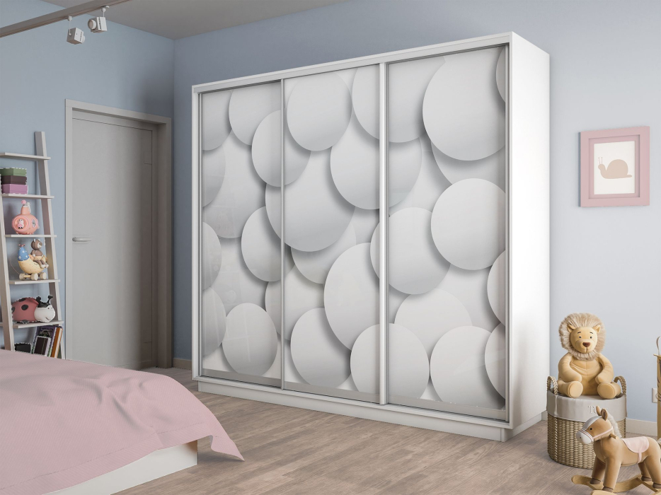 Шкафы-купе 3-х дверные, Шкаф-купе Экспресс 3-х дверный Фотопечать Шары Стекла 210х45х240