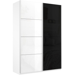 Шкаф-купе Прайм 2х дверный Белый Глянец/Стекло черное 140х57х230